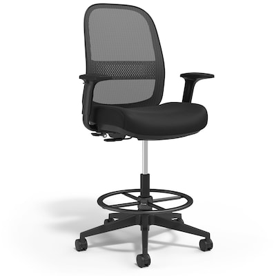 Workplace2.0™ Bedford Fabric Task Stool with Footrest and Lumbar Support, Black (UN60992)