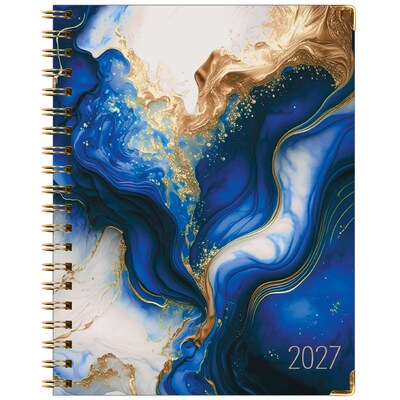 2027 Excello Brands 9" x 11" Weekly & Monthly Standard Planner, Paperboard Cover, Dark Blue Marble (FSHN-CY27-8511-23)