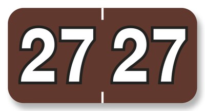 Medical Arts Press Barkley & Sycom Compatible 2027 Year Label, 3/4 x 1-1/2, Brown, 500/Roll