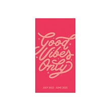 2023-2025 Willow Creek Good Vibes Only 3.5 x 6.5 Academic Monthly Planner, Paperboard Cover, Pink/