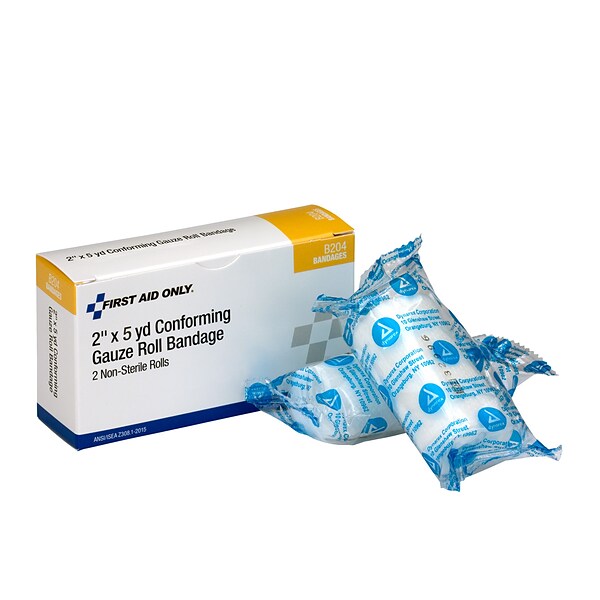 First Aid Only® 2W, 1 Ply Conforming Gauze Roll Bandage, 2 Per Box (B204)