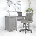 Bush Furniture Key West 54W Computer Desk with Storage and Mid-Back Tufted Office Chair, Cape Cod G
