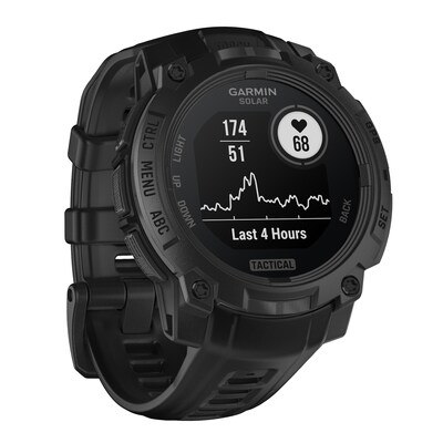 Garmin Instinct 3 Tactical Edition Solar GPS Smartwatch with Silicone Band, Black, 45mm (010-02934-50)