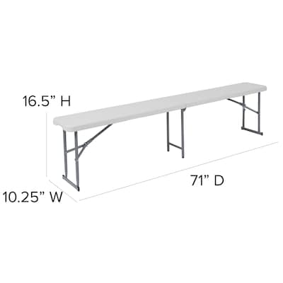 Flash Furniture Plastic Folding Bench, Granite White (RB1172FH)
