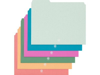 U Brands U-Eco File Folder, 1/3-Cut Tab, Letter Size, Assorted Colors, 24/Pack (6597U01-12)