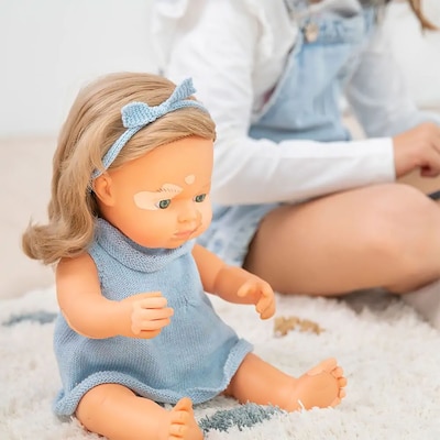MINILAND Anatomically Correct 15" Baby Doll, Caucasian Blonde Girl with Vitiligo (MLE31228)