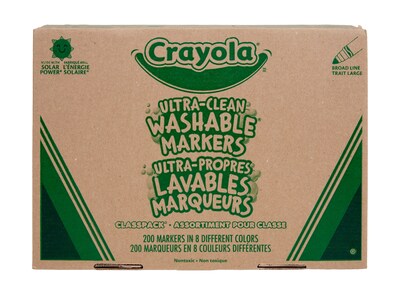 Crayola Ultra-Clean Washable Markers, Broad, Assorted Colors, 200/Carton (58-8200)
