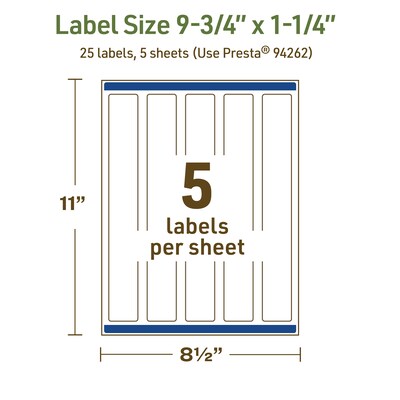 Avery Dissolvable Rectangle Multipurpose Labels, 9.75" x 1.25", Off-white, 25/Pack (94262)