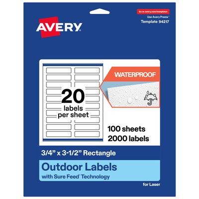 Avery Rectangle Laser Multipurpose Labels, 0.75 x 3.5, White, 2000/Box (19479399239)