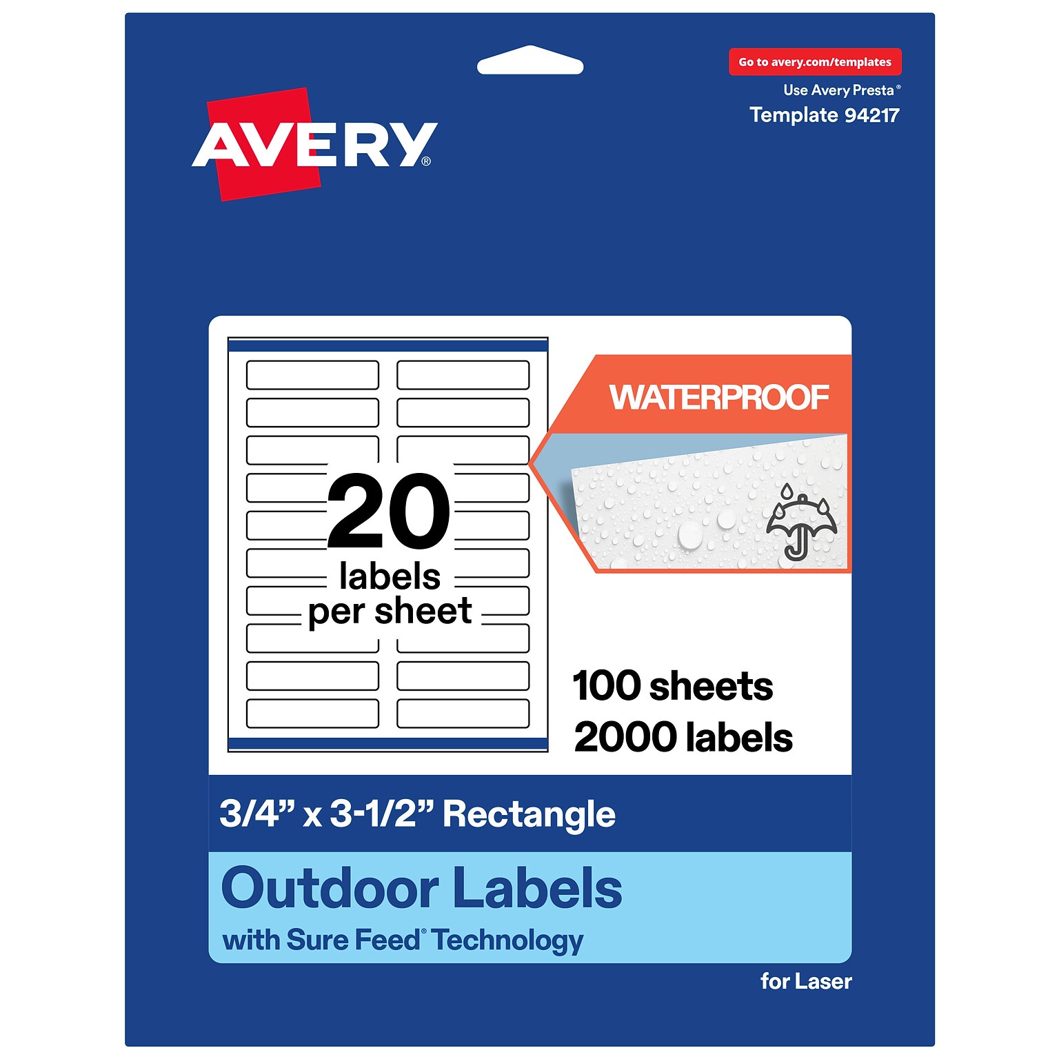 Avery Rectangle Laser Multipurpose Labels, 0.75 x 3.5, White, 2000/Box (19479399239)