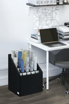 AdirOffice 20-Slot Roll File, 22.24"H x 15.55"W x 15.55"D, Black (ADI628-WBLK)