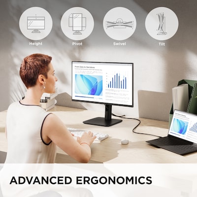 ViewSonic Ergonomic 22" FHD 120Hz LCD Monitor, Adjustable, Universal Docking Station, Black (VG2242)
