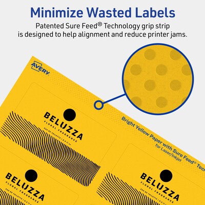 Avery Laser/Inkjet Rectangle Multipurpose Labels, 2" x 3.5", Bright Yellow, 80/Pack (94238)
