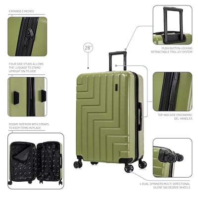 DUKAP Zahav 29.52" Hardside Suitcase, 4-Wheeled Spinner, TSA Checkpoint Friendly, Green (DKZAH00L-GRN)