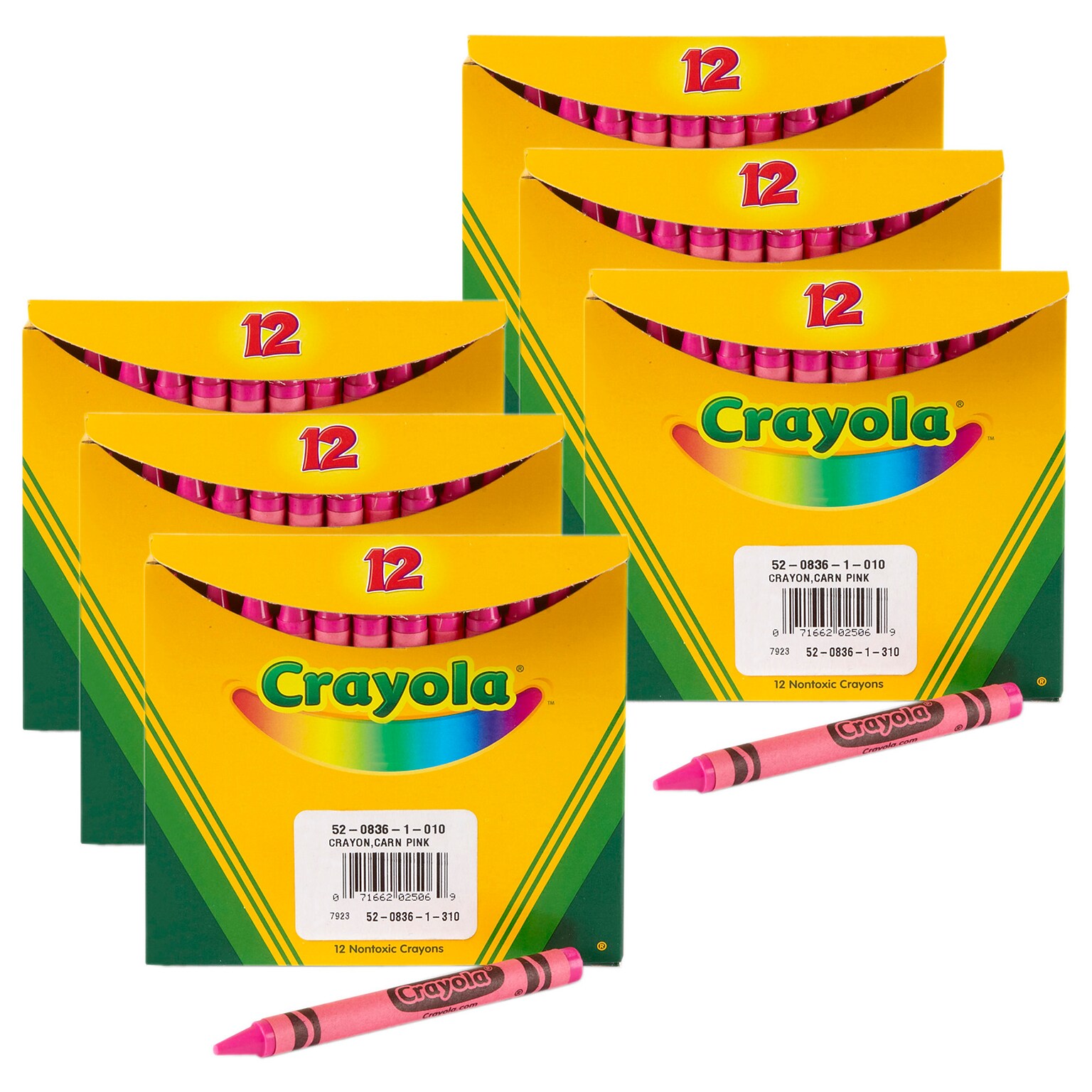 Crayola Bulk Crayons, Carnation Pink, 12/Pack, 6 Packs/Bundle (BIN520836010-6)