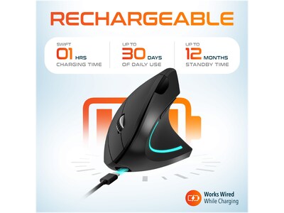 Delton Ergonomic 12 Wireless Ergonomic Vertical Optical Gaming Mouse, Black (DMERG12-WR )