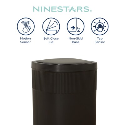 Nine Stars Plastic Motion Sensor Trash Can, 13.2 Gallon, Black, 2/Pack (CB50-36/12-36BK)