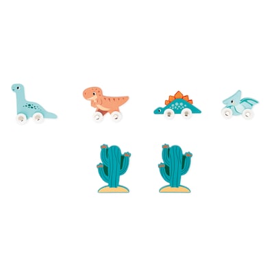 Janod Dinos Garage with Push-Along Dinosaurs, Multicolored (JND05835)