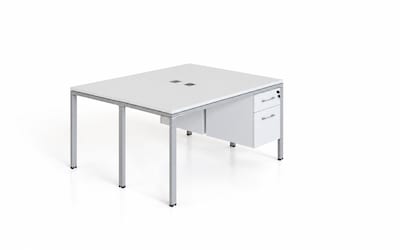Boss Office Products Simple System 48W Desk with Pedestal, White, 2/Set (SGSD014-110-WT)