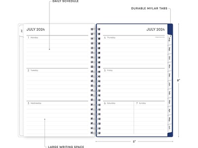 2024-2025 Blue Sky Chanson 5" x 8" Academic Weekly & Monthly Planner, Plastic Cover, Blue (128694-A25)