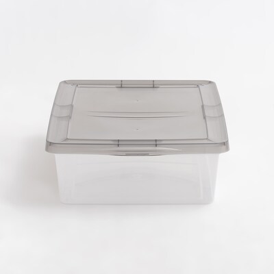 Iris 28 Quart Snap Top Snap Closure Storage Bin,Clear, 6/Pack (500157)