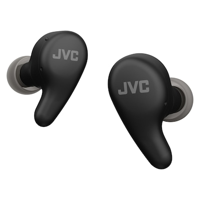 JVC Gumy Premium True Wireless Bluetooth Active Noise Canceling Earbuds with Microphone & Charging Case, Black (HAA23T)