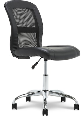 Serta Essentials Armless Ergonomic Bonded Leather/Mesh Swivel Task Chair, Black (48740)