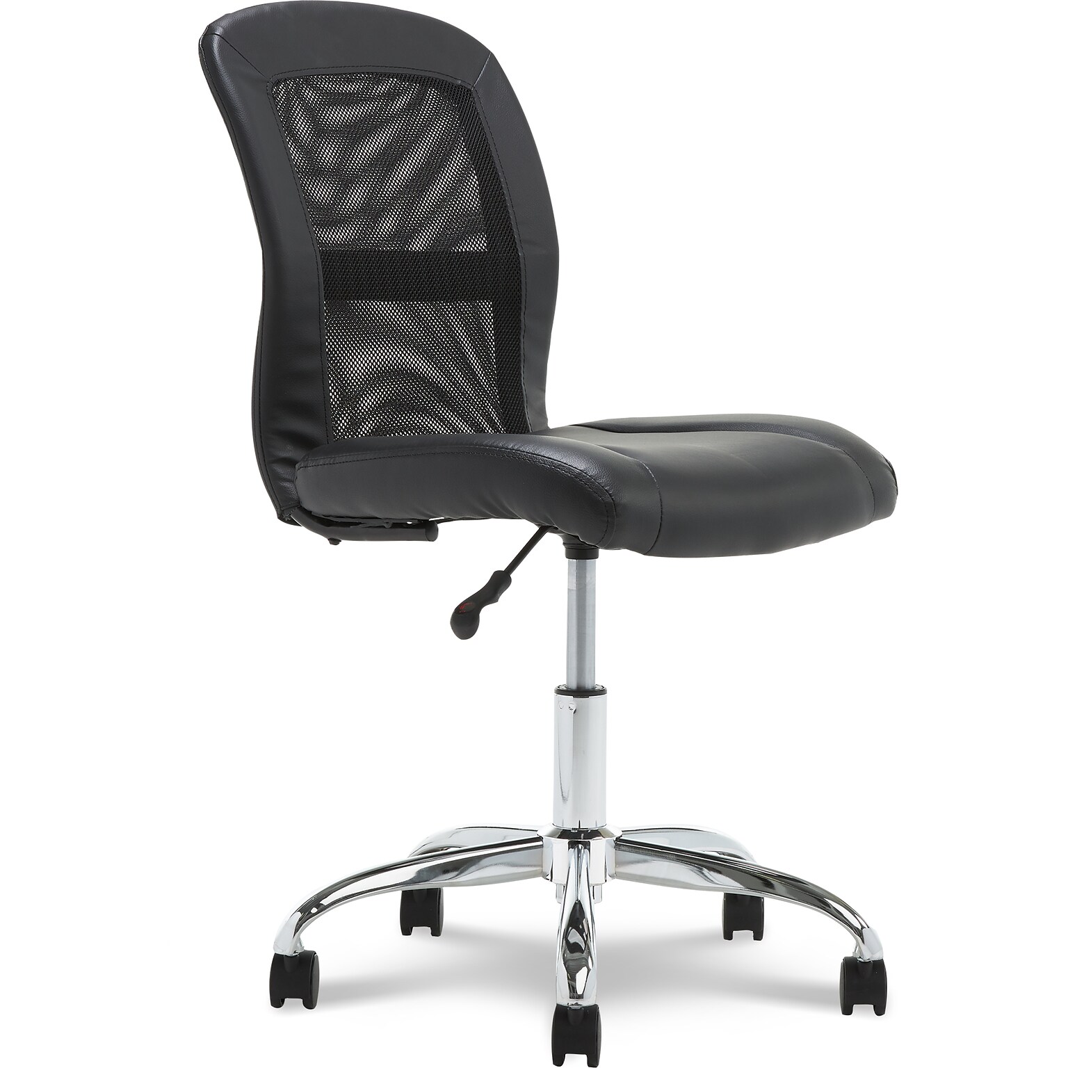 Serta Essentials Armless Ergonomic Bonded Leather/Mesh Swivel Task Chair, Black (48740)