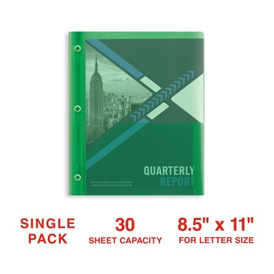 Staples® 2-Pocket Presentation Folder with Fasteners, Green (26388)