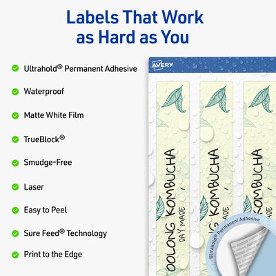 Avery Rectangle Laser Multipurpose Labels, 9.75 x 1.25, White, 125/Pack (19479399381)