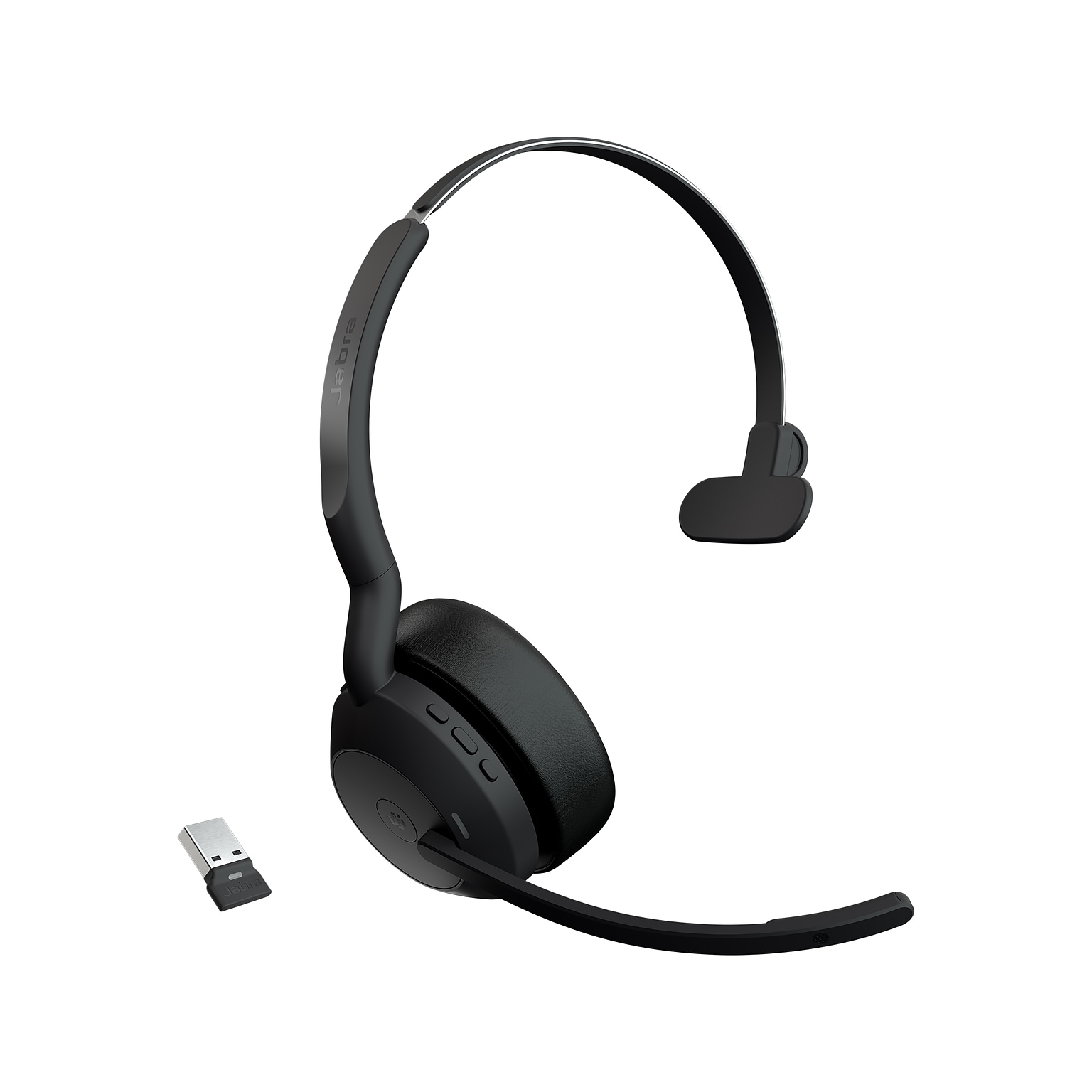 jabra Evolve2 55 Wireless Noise Canceling Bluetooth Mono Phone & Computer Headset, USB-A, MS Certified, Black (25599-899-999-01)