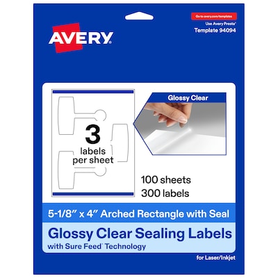 Avery Sealing Labels, 5-1/8 x 4, Clear, 300 Labels/Box (19479370691)