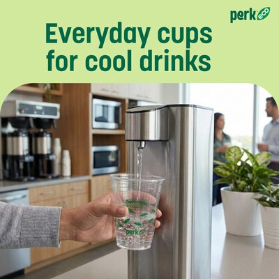 Perk™ Eco Compostable Plastic Cold Cup, 12 Oz., Clear/Green, 300/Carton (PK56195)