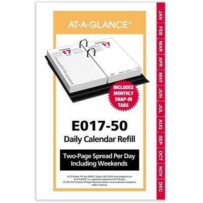 2026 AT-A-GLANCE 6 x 3.5 Daily Desk Calendar Refill Pages, White/Black (E017-50-26)