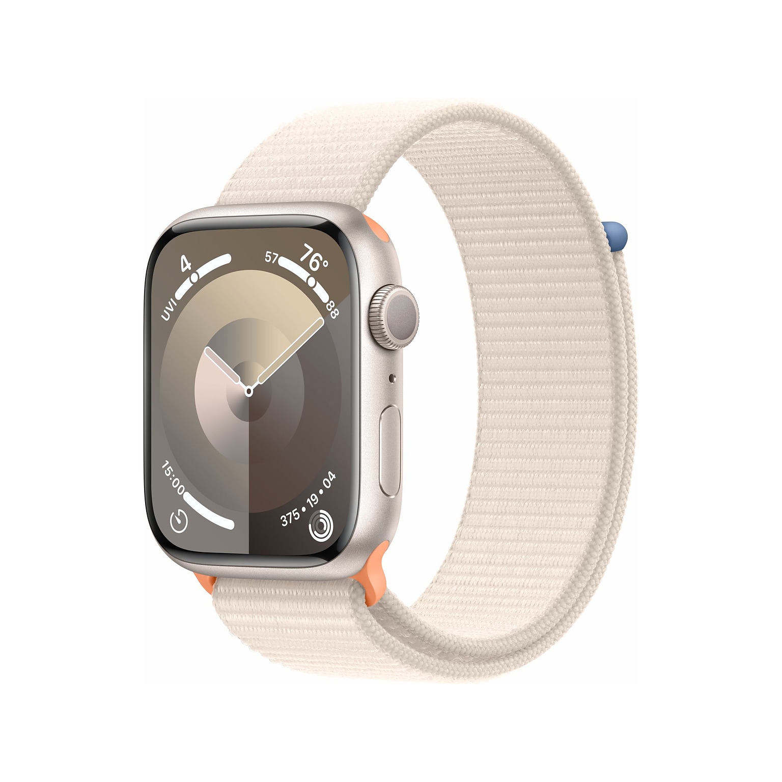 Apple Watch Series 9 (GPS) Smartwatch, 45mm, Starlight Aluminum Case with Starlight Sport Loop (MR983LL/A)