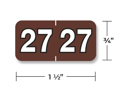 Medical Arts Press Barkley & Sycom Compatible 2027 Year Label, 3/4 x 1-1/2, Brown, 500/Roll