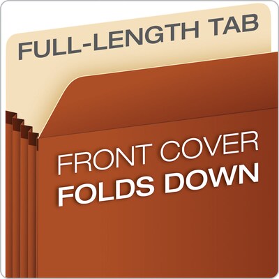 Pendaflex Smart Shield 30% Recycled Reinforced File Pocket, 3 1/2" Expansion, Letter Size, Redrope, 10/Box (1524EAM)