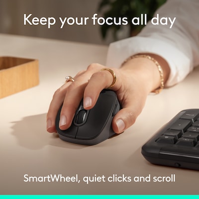 Logitech Signature Comfort Plus M850 L Wireless Ergonomic Optical Mouse, Black (910-007711)