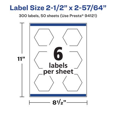 Avery Laser/Inkjet Decorative Edge Waterproof Multipurpose Labels, 2.8906"  x 2.5", White, 300/Box (94121)