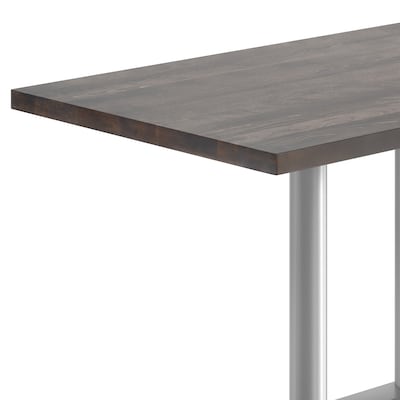 Flash Furniture Bennett Wooden Commercial Indoor Table, 48" x 30", Dark Brown Top/Silver Base (GSF3048DBTB002S)