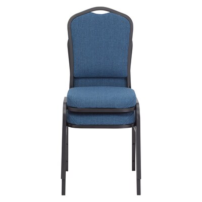 NPS 9300 Series Deluxe Fabric Upholstered Stack Chair, Natural Blue/Black Sandtex, 2 Pack (9374-BT/2)