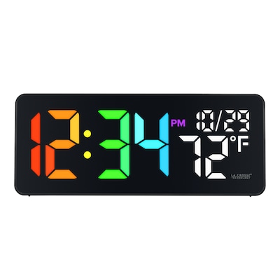 La Crosse Technology Color-Changing Digital LED Wall Clock with Indoor Temperature (513-1411)