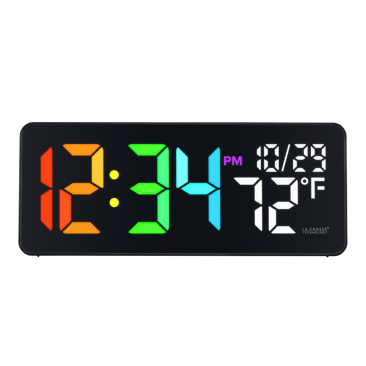 La Crosse Technology Color-Changing Digital LED Wall Clock with Indoor Temperature (513-1411)