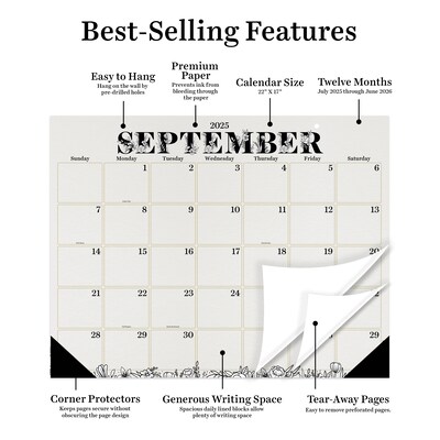 2025-2026 TF Publishing Floral 22" x 17" Academic Monthly Desk Pad Calendar, Multicolored (AY26-8202)
