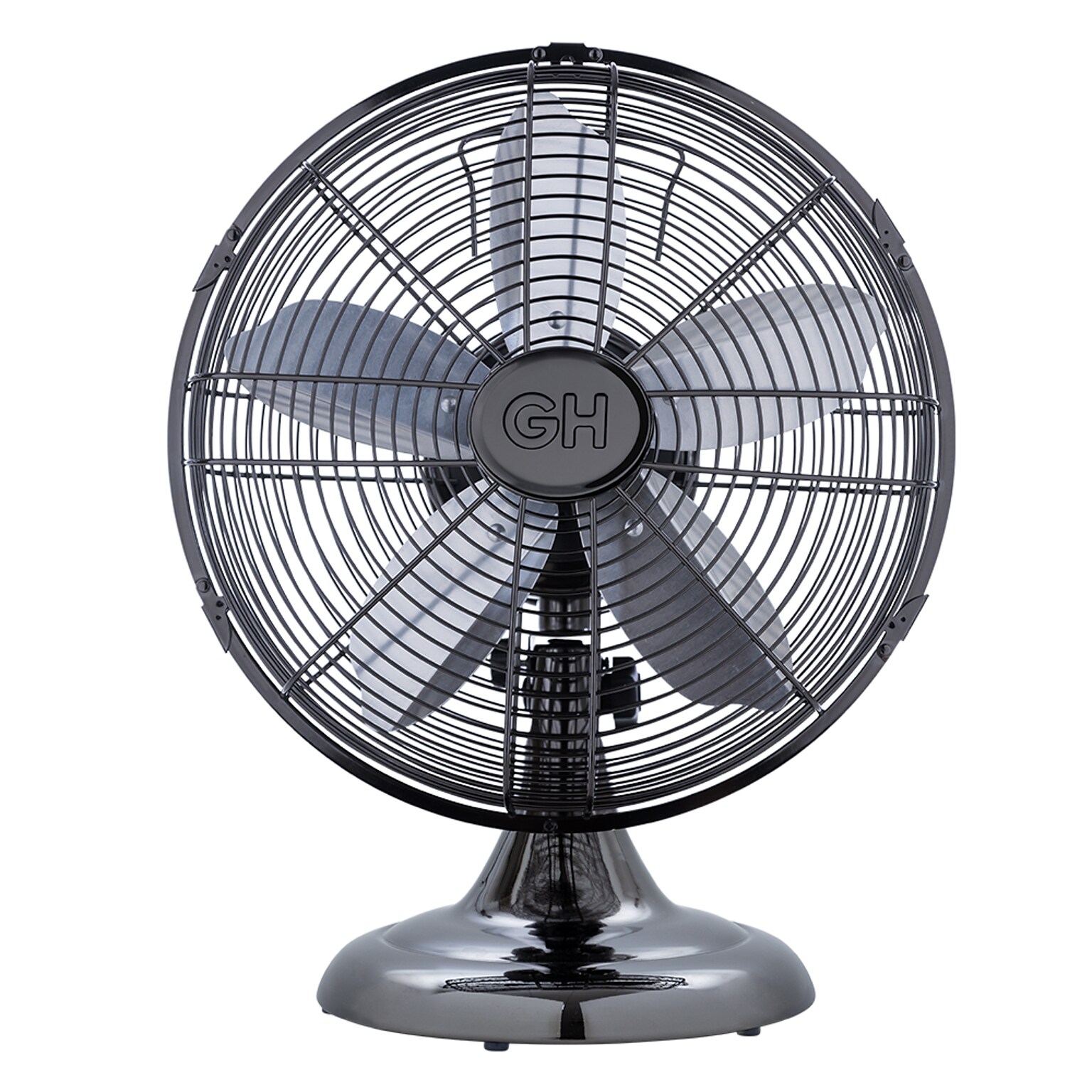 Good Housekeeping 12 Retro Table Fan 10-inch 3-Speed Oscillating Desk Fan, Midnight Chrome (92612)