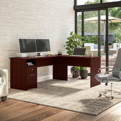 Bush Furniture Cabot 72W L Shaped Computer Desk with Drawers, Harvest Cherry (CAB051HVC)