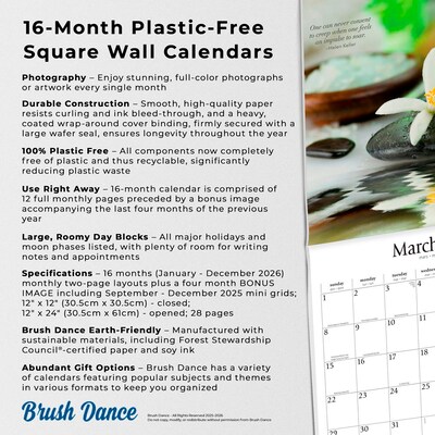 2026 Brush Dance Mindful Living 12" x 12" Monthly Wall Calendar (9798330706549)