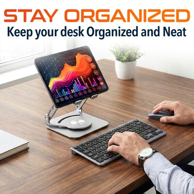 Delton SW60 iPad/Android Stand & N35 Small Wireless Keyboard and Mouse Tablet Accessory Set, Silver (DTTKITMIN35SW60)