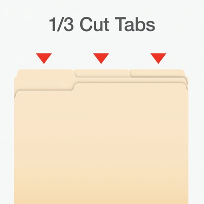 Pendaflex Heavy Duty File Folder, 1/3-Cut Tab, Assorted, Letter Size, Manila, 100/Box (1007080)