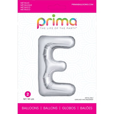 Party City (Air-Filled) 16 E Foil Balloon, Silver, 2/Pack (AM60050269-18)